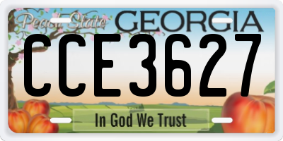 GA license plate CCE3627