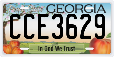 GA license plate CCE3629