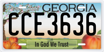 GA license plate CCE3636