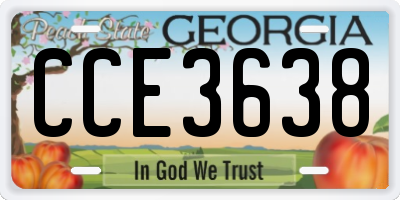 GA license plate CCE3638