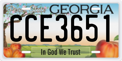 GA license plate CCE3651