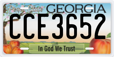 GA license plate CCE3652