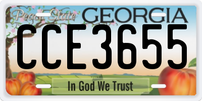 GA license plate CCE3655