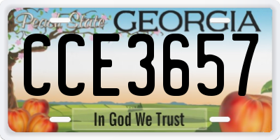 GA license plate CCE3657