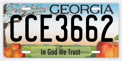 GA license plate CCE3662