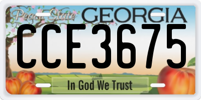 GA license plate CCE3675