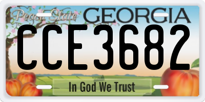 GA license plate CCE3682