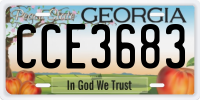 GA license plate CCE3683
