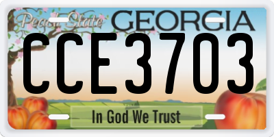GA license plate CCE3703