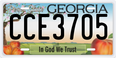 GA license plate CCE3705