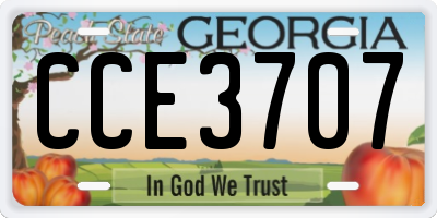 GA license plate CCE3707