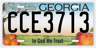 GA license plate CCE3713