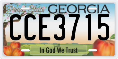 GA license plate CCE3715
