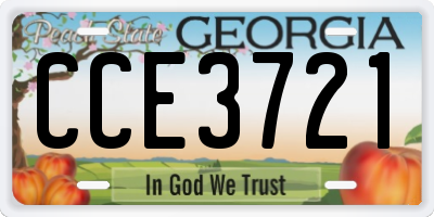GA license plate CCE3721