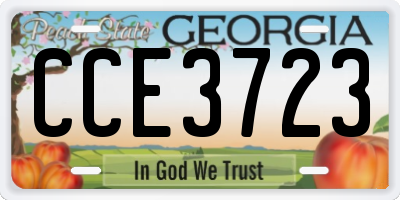 GA license plate CCE3723