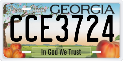GA license plate CCE3724