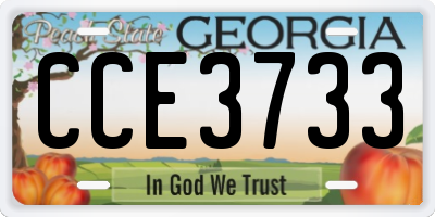 GA license plate CCE3733