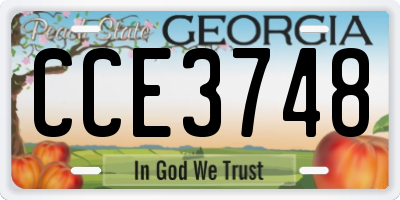 GA license plate CCE3748