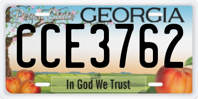 GA license plate CCE3762
