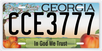 GA license plate CCE3777