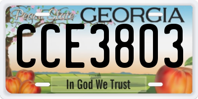 GA license plate CCE3803