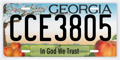 GA license plate CCE3805