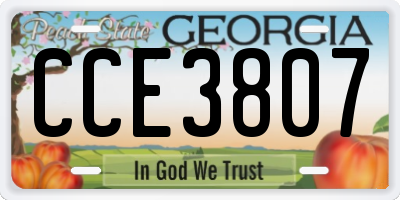 GA license plate CCE3807
