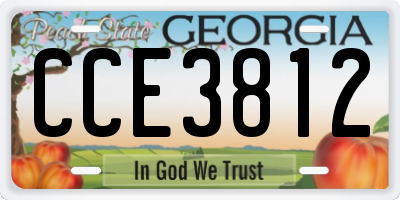 GA license plate CCE3812