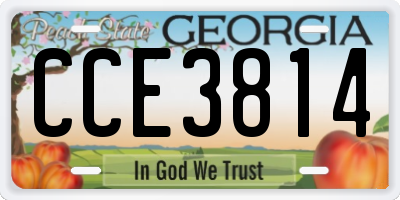GA license plate CCE3814