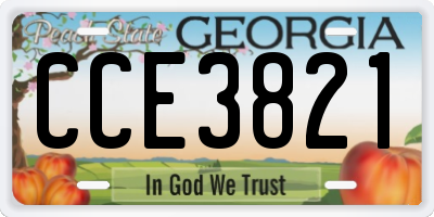 GA license plate CCE3821