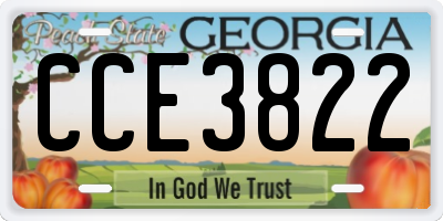 GA license plate CCE3822