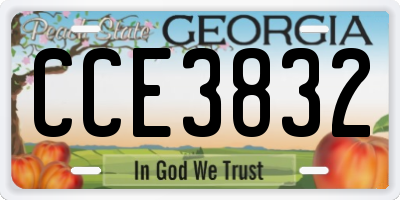 GA license plate CCE3832