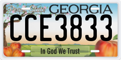 GA license plate CCE3833