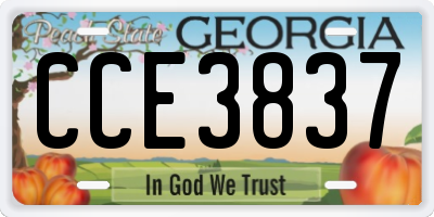 GA license plate CCE3837