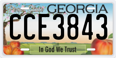 GA license plate CCE3843