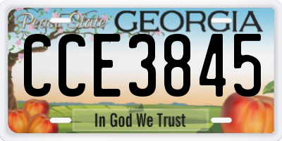 GA license plate CCE3845