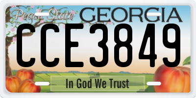 GA license plate CCE3849