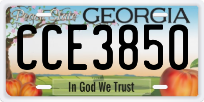 GA license plate CCE3850
