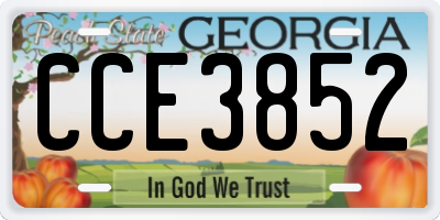 GA license plate CCE3852