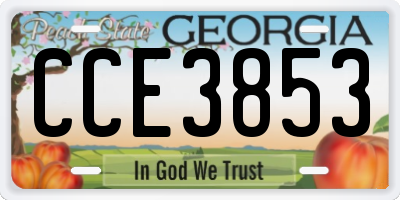 GA license plate CCE3853