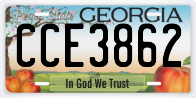 GA license plate CCE3862