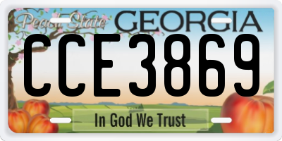 GA license plate CCE3869