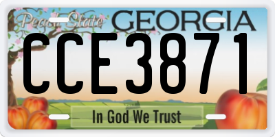 GA license plate CCE3871