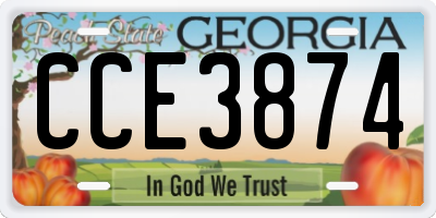 GA license plate CCE3874