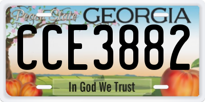 GA license plate CCE3882