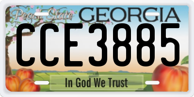 GA license plate CCE3885