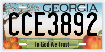 GA license plate CCE3892
