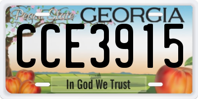 GA license plate CCE3915