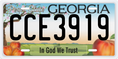 GA license plate CCE3919