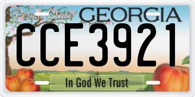 GA license plate CCE3921